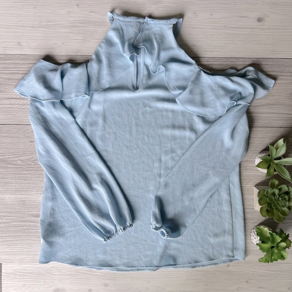 MICHAEL KORS cold shoulder ruffle long sleeve blouse size M - Picture 10 of 16